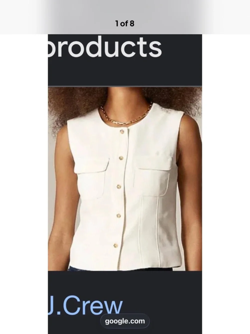 J.CREW Ivory Sleeveless Round Neck Button Front Satin Viscose Blouse Size 2